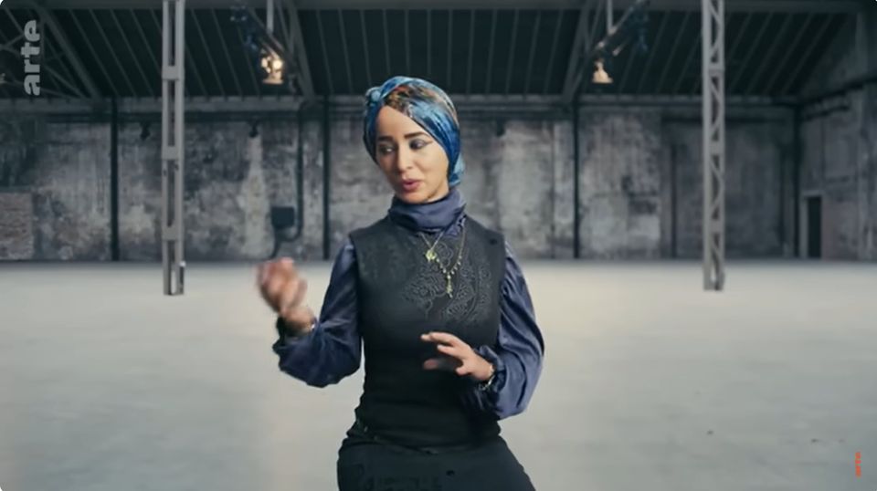 ARTE Television still, frame 5: Dr. Radwa Khalil on the Unhappy documentary set
