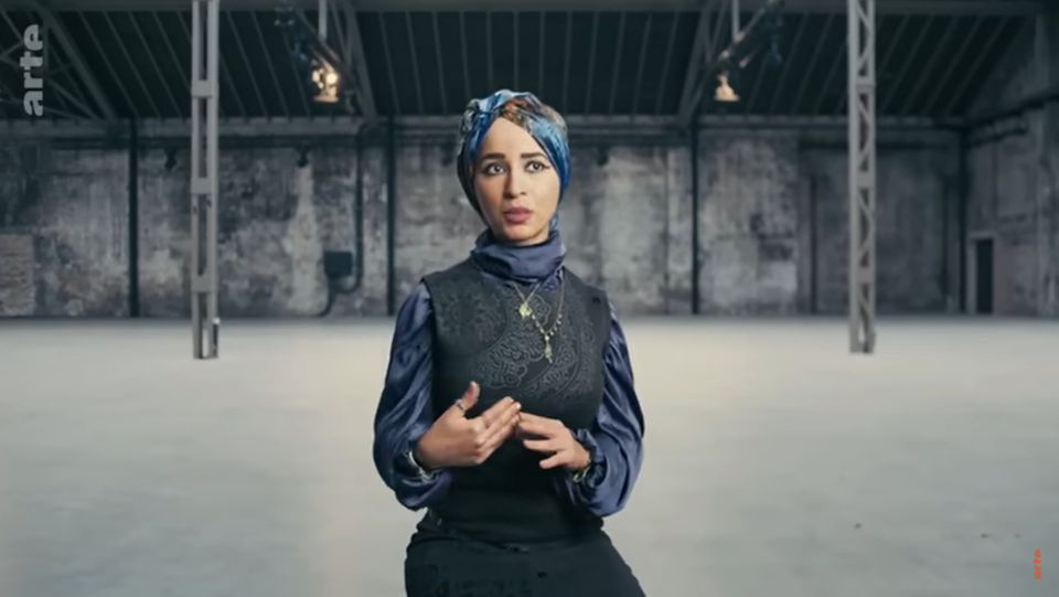 ARTE Television still, frame 1: Dr. Radwa Khalil on the Unhappy documentary set